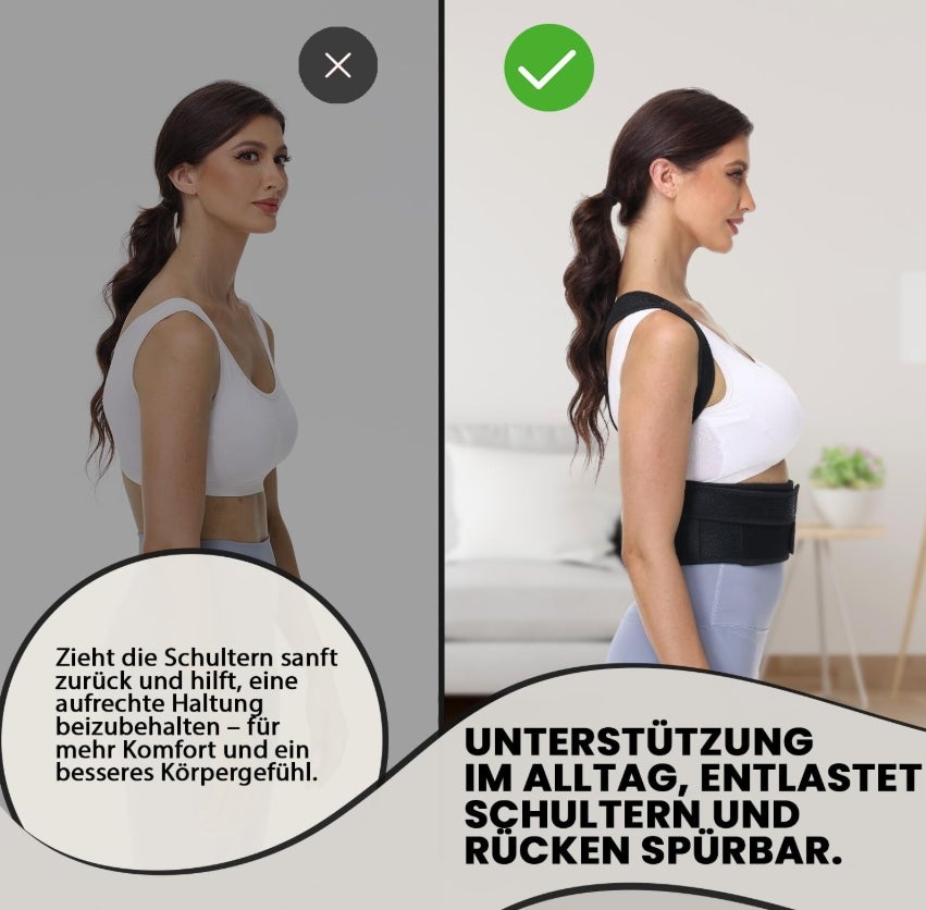 Haltungskorrektur Damen Herren Rückenstützgürtel Haltung Korrektur Gurt Back Posture Corrector Verstelbare Haltungstrainer Rückengurt für Schulter Nacken 