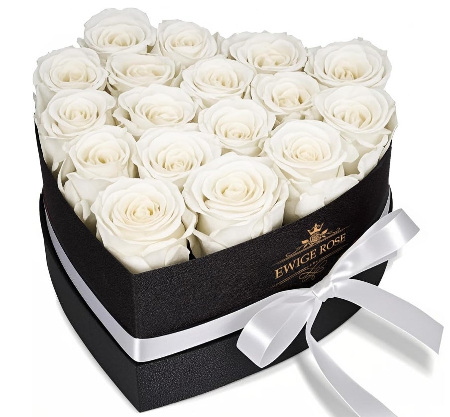 17 Stück Ewige Rosen in Herzbox - Echte Rosen, Geschenke für Frauen zum Valentinstag 
