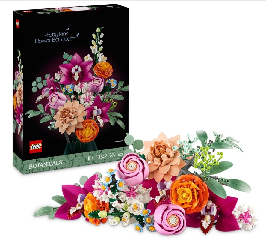 LEGO Botanicals Schöner Rosafarbener Blumenstrauß - Set mit Kunstblumen für Erwachsene 