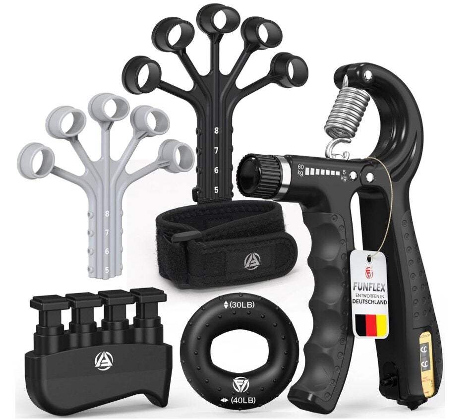 Handtrainer Fingertrainer, Griffkraft Trainer Set, Verstellbarer Unterarmtrainer 