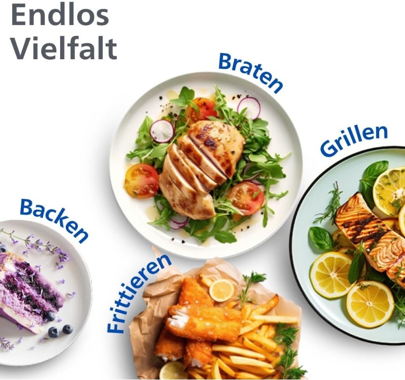 Philips Airfryer Dual Basket 3000 Series Heißluftfritteuse, 9L, 2 Körbe, 2 Gerichte gleichzeitig, RapidAir Plus Technologie, 90% weniger Fett, Energieeffizient, HomeID App (NA350/00) 