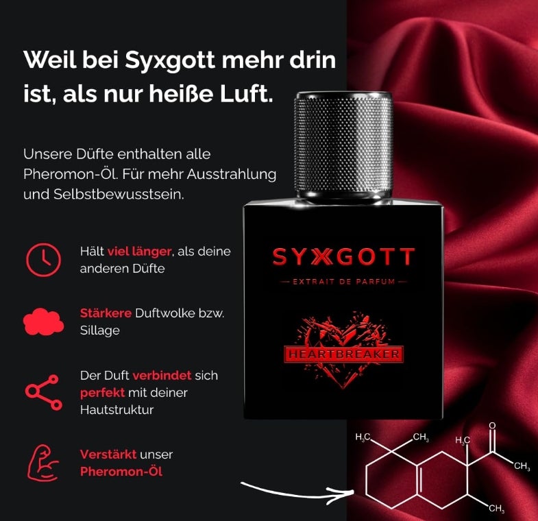 SYXGOTT HEARTBREAKER Männerparfum mit Pheromon Öl | Extrait de Parfum für Herren | Parfumprobe inklusive | intensiv, würzig und erfrischend 