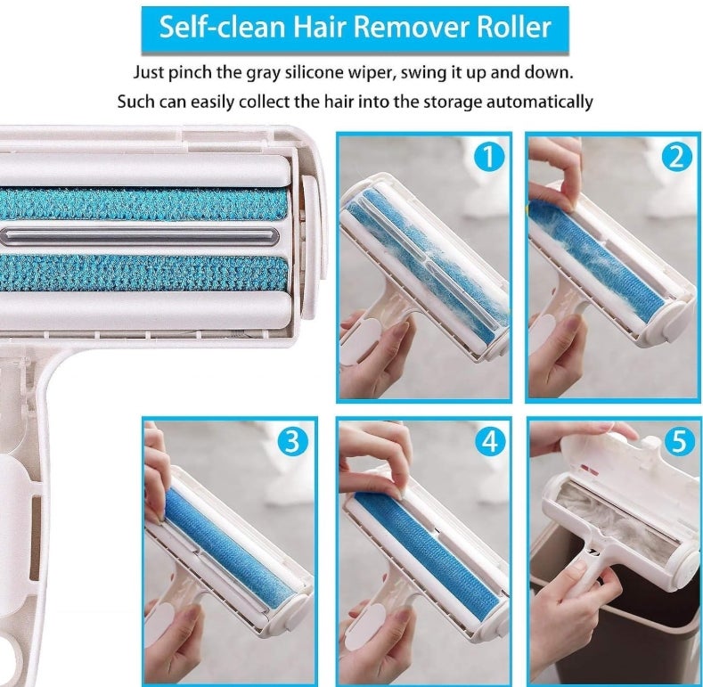 ACE2ACE Tierhaarentferner Fusselrolle, Fusselrolle für Hundehaare und Katzenhaare Wiederverwendbar, Fusselbürste für Tierhaar, für Sofa, Bett, Teppich, Kratzbaum, weiß 