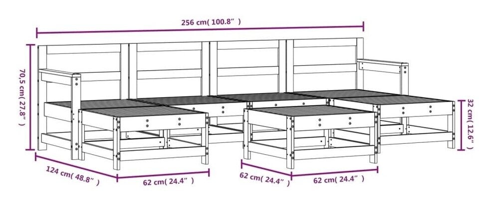 vidaXL 7-tlg. Garten-Lounge-Set Kiefernholz Imprägniert (3186395) 
