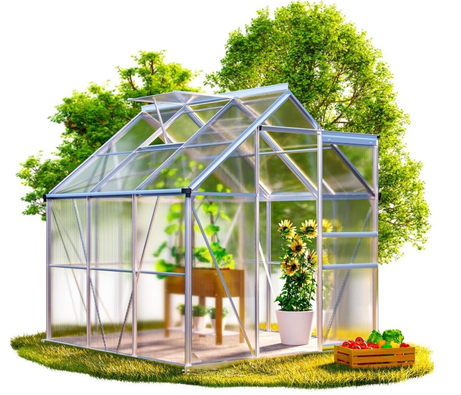 GARDEBRUK® Gewächshaus Aluminium 3,6m² mit Fundament 190x190cm inkl. Dachfenster Tomatenhaus Treibhaus Anzuchthaus Garten Frühbeet Aufzucht 5,8m³ 