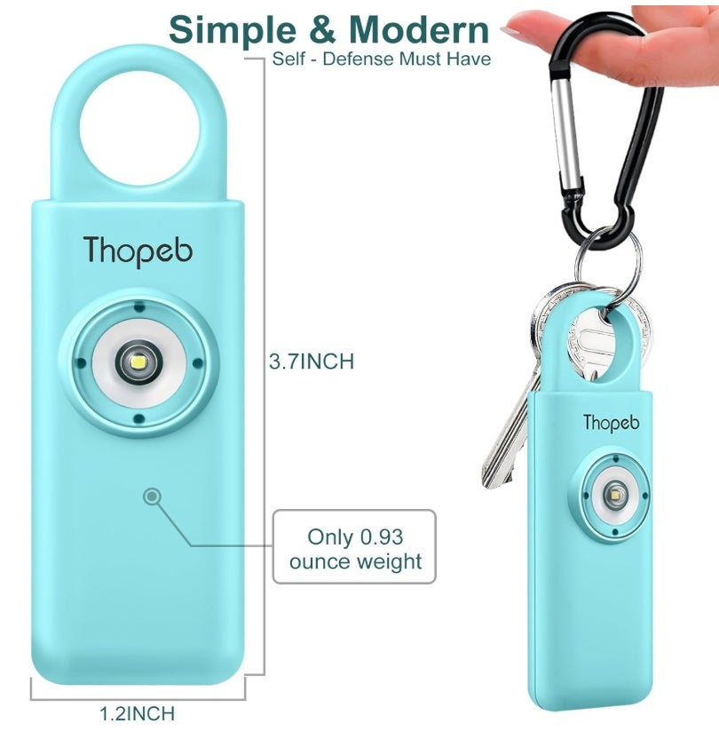Der Original Persönlicher Alarm Für Frauen, Originale Selbstverteidigungs-Schlüsselanhänger für Damen, persönlicher Alarm, von der Polizei empfohlen, LED-Stroboskoplicht, 130 dB Sirene (Azure)