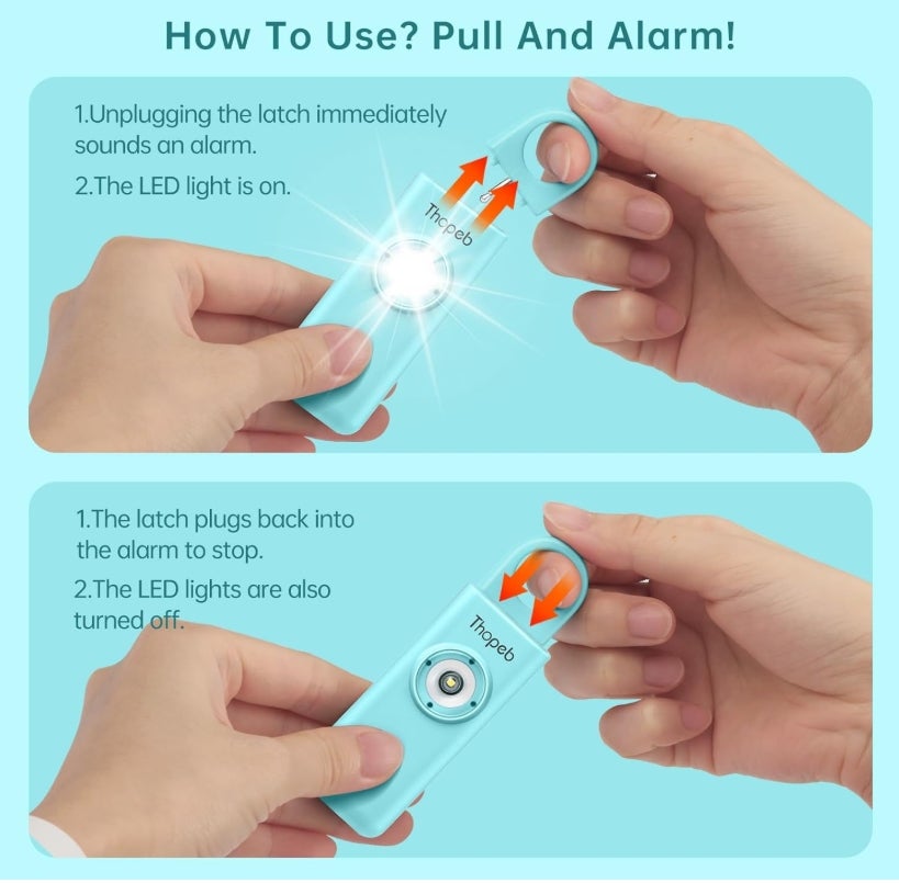 Der Original Persönlicher Alarm Für Frauen, Originale Selbstverteidigungs-Schlüsselanhänger für Damen, persönlicher Alarm, von der Polizei empfohlen, LED-Stroboskoplicht, 130 dB Sirene (Azure)
