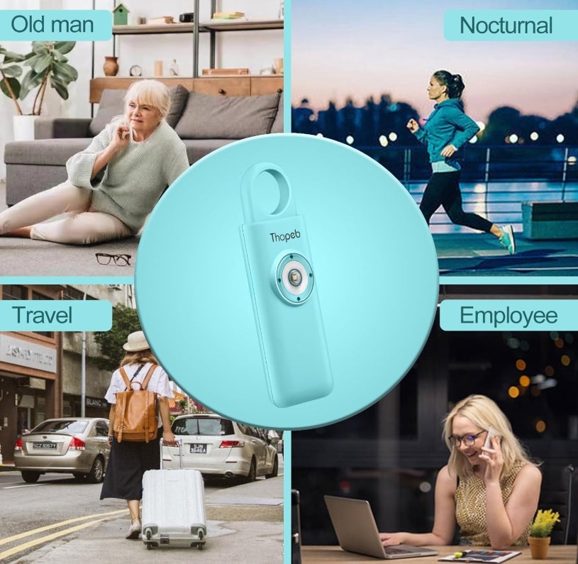 Der Original Persönlicher Alarm Für Frauen, Originale Selbstverteidigungs-Schlüsselanhänger für Damen, persönlicher Alarm, von der Polizei empfohlen, LED-Stroboskoplicht, 130 dB Sirene (Azure)