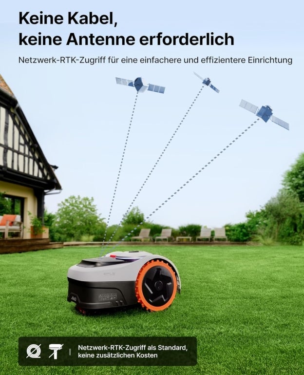 Segway Navimow i205 AWD (Neuer i105E) Mähroboter ohne Begrenzungskabel, Empf. 500 m², Allradantrieb für Steigungen bis zu 45%, EFLS NRTK + Vision, Automatisches Kartieren, Keine RTK-Antenne