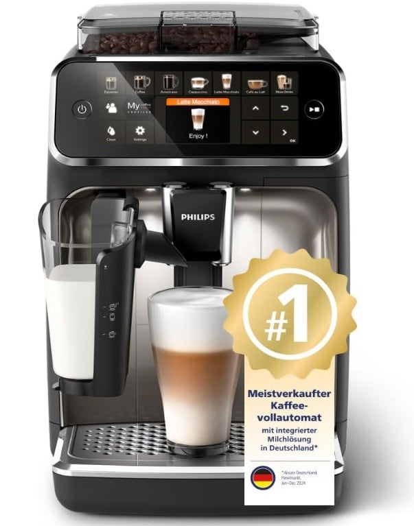 Philips Serie 5400 Kaffeevollautomat - LatteGo, 12 Getränke, Milchaufschäumer, Touchscreen 