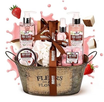 BRUBAKER Cosmetics Bade- und Dusch Set Kokosnuss & Erdbeer Duft 