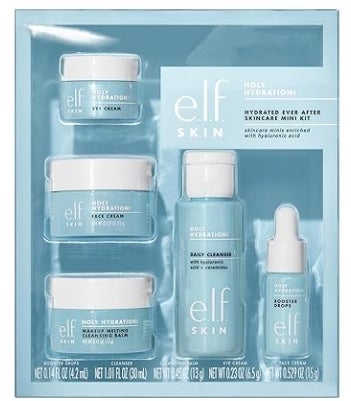 e.l.f. SKIN Hydrated Ever After Skincare Mini Kit, Reiniger, Make-Up Entferner, Feuchtigkeitscreme & Augencreme 