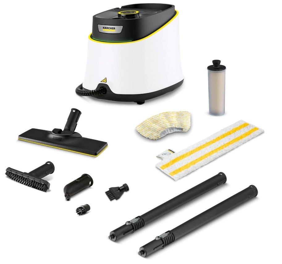 Kärcher Dampfreiniger SC 3 Deluxe, Dampfdruck: 3,5 bar, Aufheizzeit: 30 s, Leistung: 1.900 W, Flächenleistung: 75 m², Tank: 1 l, mit Bodenreinigungsset, Mikrofaser-Bezug, Düsen und Rundbürste 