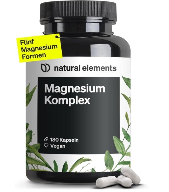natural elements Magnesium Komplex - Premium: Aus 5 hochwertigen Verbindungen - 400mg elementares Magnesium pro Tagesdosis - Laborgeprüft, vegan, hochdosiert