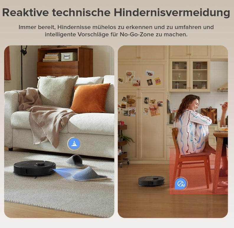 roborock Qrevo Serie Saugroboter mit Wischfunktion, 8000Pa Saugkraft(verbessert von Qrevo S), Anti-Verfilzungs-Seitenbürste, Hindernisvermeidung, LiDAR-Navigation