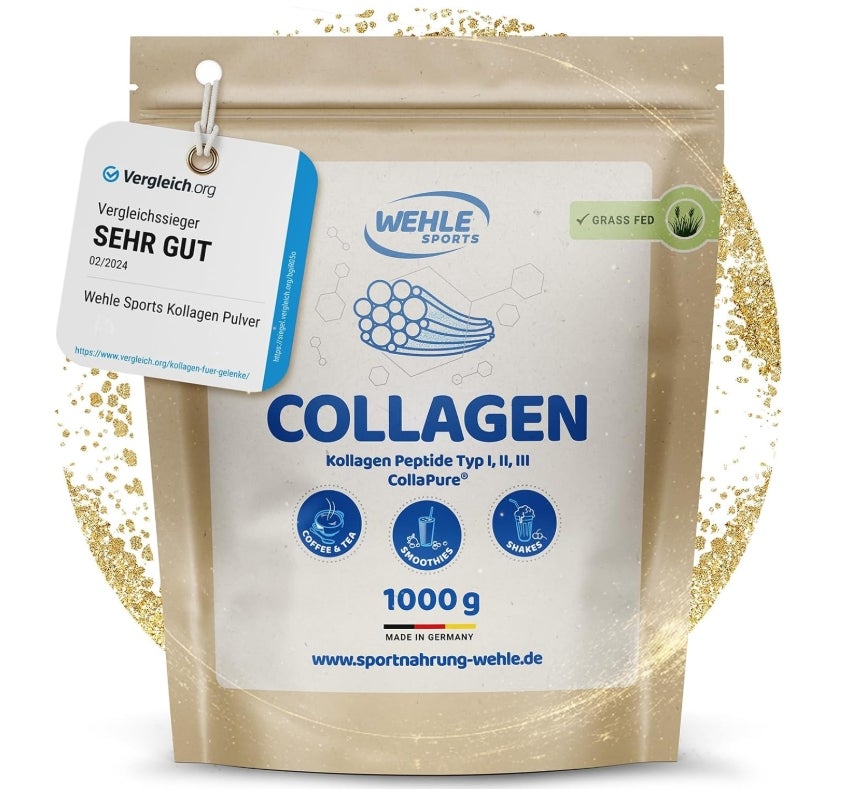 Collagen Pulver 1 kg – Kollagenhydrolysat Peptide Typ I, II & III – Geschmacksneutrales Eiweißpulver – Made in Germany 