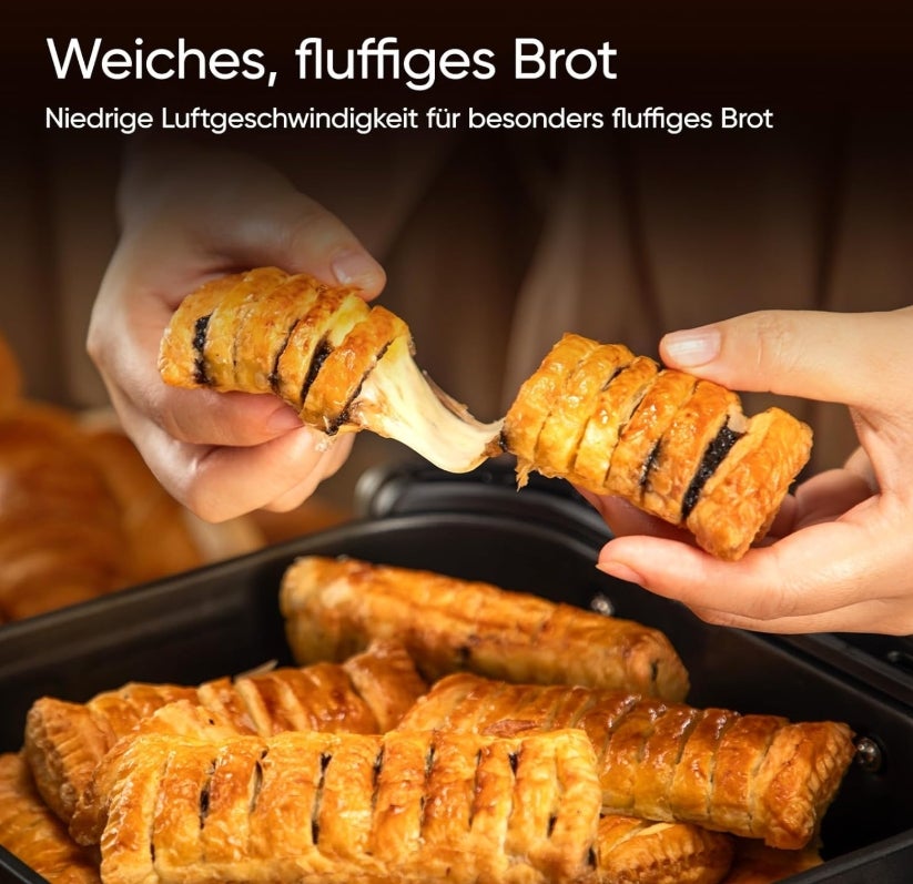 COSORI Airfryer, Heißluftfritteuse 2 Kammern, 10,8 L Heissluftfritteuse, Innovative Mehrfach-Luftgeschwindigkeit, Spart 41 Prozent Platz, Inklusive Rezeptbuch und Edelstahl-Rost, Silbergrau 