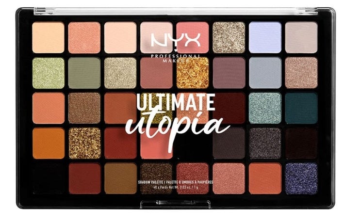 NYX Professional Makeup Lidschattenpalette, Ultimate Shadow Palette, Gepresster Puder Lidschatten, 40 Farbtöne, Matt, Satiniert, Metallic, Farbton: Ultimate Utopia 