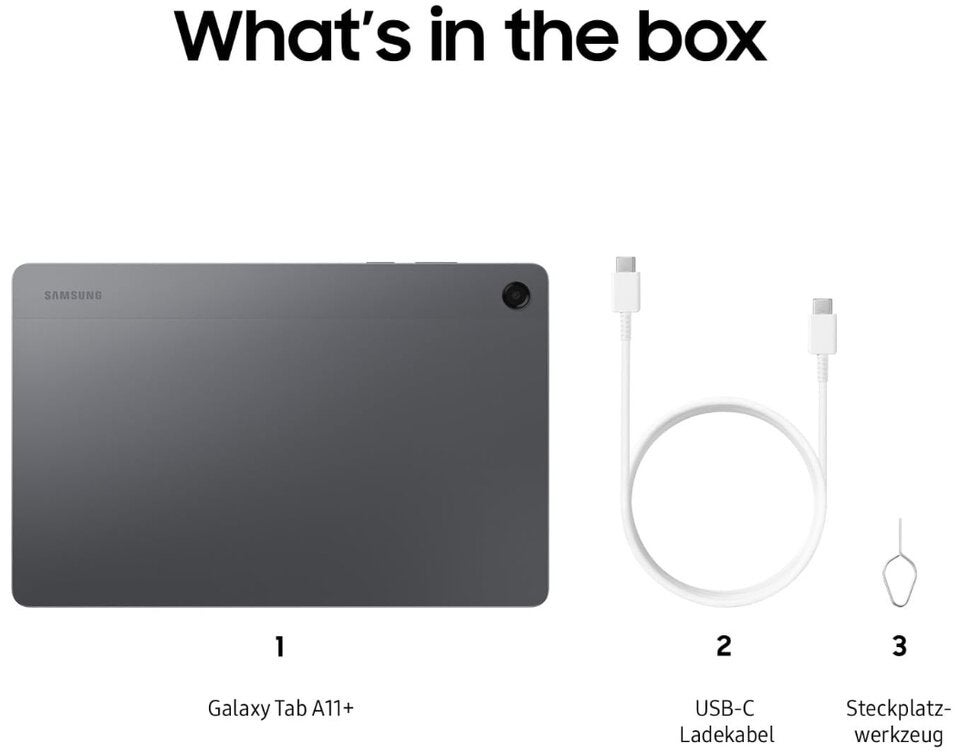 Samsung Galaxy Tab A11+, AI Tablet, 11 Zoll Display, 90 Hz Bildwiederholrate, 128 GB Speicher, 6 GB RAM, Android, Dolby Atmos Quad-Lautsprecher, Gray, 3 Jahre Herstellergarantie 