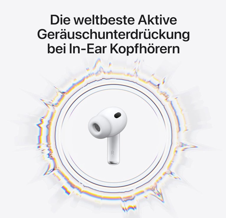 Apple AirPods Pro 3 Kabellose In‑Ear Kopfhörer, Aktive Geräuschunterdrückung, Herzfrequenzmessung, Hörgerätefunktion, Bluetooth Kopfhörer, 3D Audio, Hi‑Fi Sound, Laden über USB‑C 