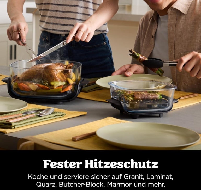 Ninja CRISPi tragbare Air fryer Heißluftfritteuse, 3,8 l, 4-in-1: Heißluftfrittieren, Braten, Warmhalten, Recrisp, kompakt, 6 Portionen, 2x herausnehmbare Glasbehälter & Deckel, 1700W, Grau FN101EUGY 