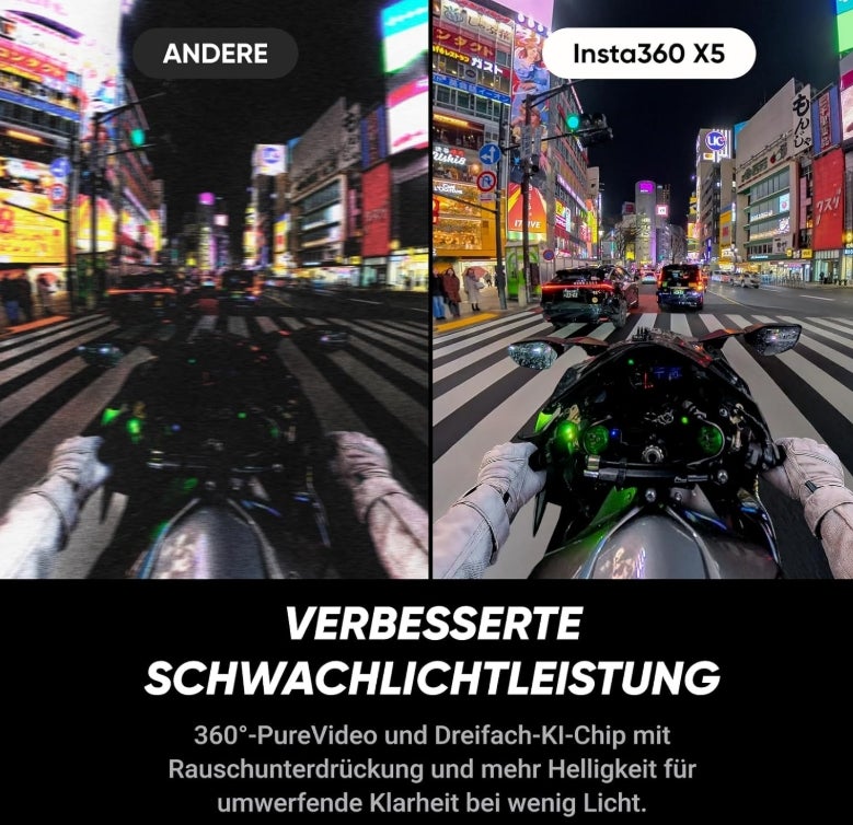 Insta360 X5 Must-Have-Bundle - wasserdichte 8K 360°-Kamera, Führend bei wenig Licht, Unsichtbarer Selfie-Stick-Effekt, robuste & auswechselbare Linsen, 3 h Akku, Integr. Windschutz, Stabilisierung