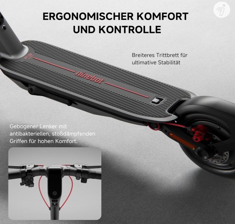 Segway-Ninebot F3 Pro D, E-Scooter mit Straßenzulassung für Erwachsene, 70km Reichweite im Eco-Modus, 120kg Tragfähigkeit, doppelte hydraulische Federung, Smart Display 