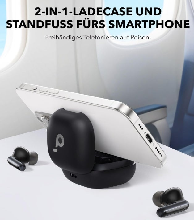 soundcore P40i by Anker, Wireless Earbuds mit Noise Cancelling, Adaptive Geräuschunterdrückung, BassUp, 60h Spielzeit, 2-in-1 Hülle und Smartphone-Ständer, IPX5, kabelloses Aufladen, Bluetooth 5.3 