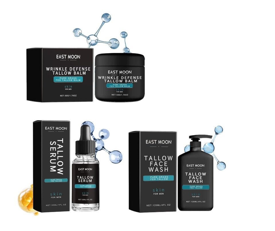 Herren Hautpflege Geschenkset mit Beef Tallow – Gesichtsreiniger, Serum & Creme 