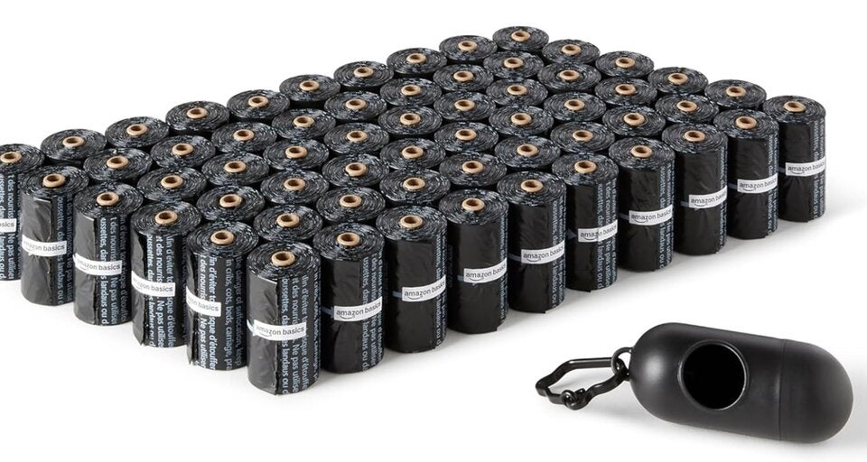 Amazon Basics Hundekotbeutel mit Spender und Leinenclip, Unparfümiert 