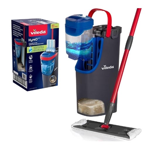 Vileda H2PrO Bodenwischer Set mit Eimer,100% Trennung von Frisch und Schmutzwasser 