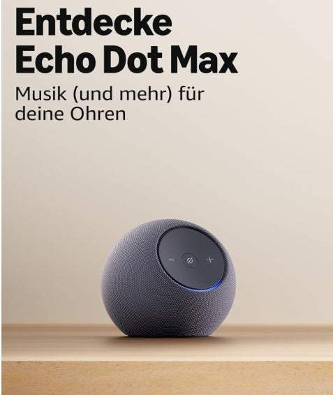 Amazon Echo Dot Max (neueste Generation), Alexa-Lautsprecher mit raumfüllendem Klang und integriertem Smart-Home-Hub 