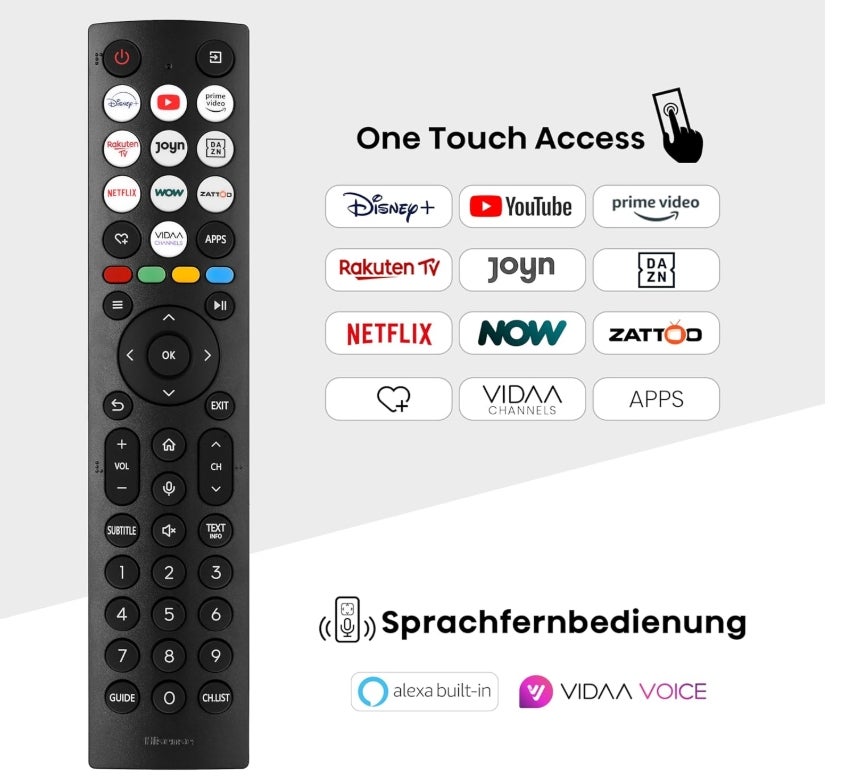 Hisense 55E6NT 139cm (55 Zoll) Fernseher, 4K UHD Smart TV, Precision Colour, HDR, Dolby Vision, 60Hz, Triple Tuner DVB-C/S/S2/T/T2, WiFi, HDMI 2.1, Bluetooth, Alexa Built-in, Schwarz