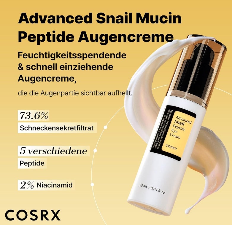 COSRX Snail Peptide Eye Cream mit 73,7% Schneckenschleim und Hyaluronsäure 
