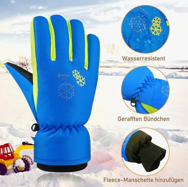 Winterhandschuhe für Kinder Handschuhe Warme Skihandschuhe wasserdichte und Winddichte Verdickt Winterzeit Handschuhe Geeignet für Jungen und Mädchen 