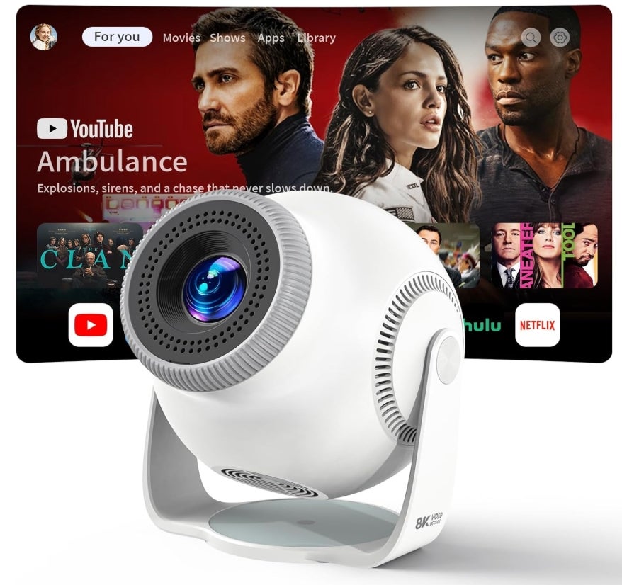 Mini Beamer, Projektor, Mini Projector 1080P Full HD, 480 ANSI Lumen, Android 14 System, 8K Dekodierung, WiFi 6 Bluetooth 5.4 
