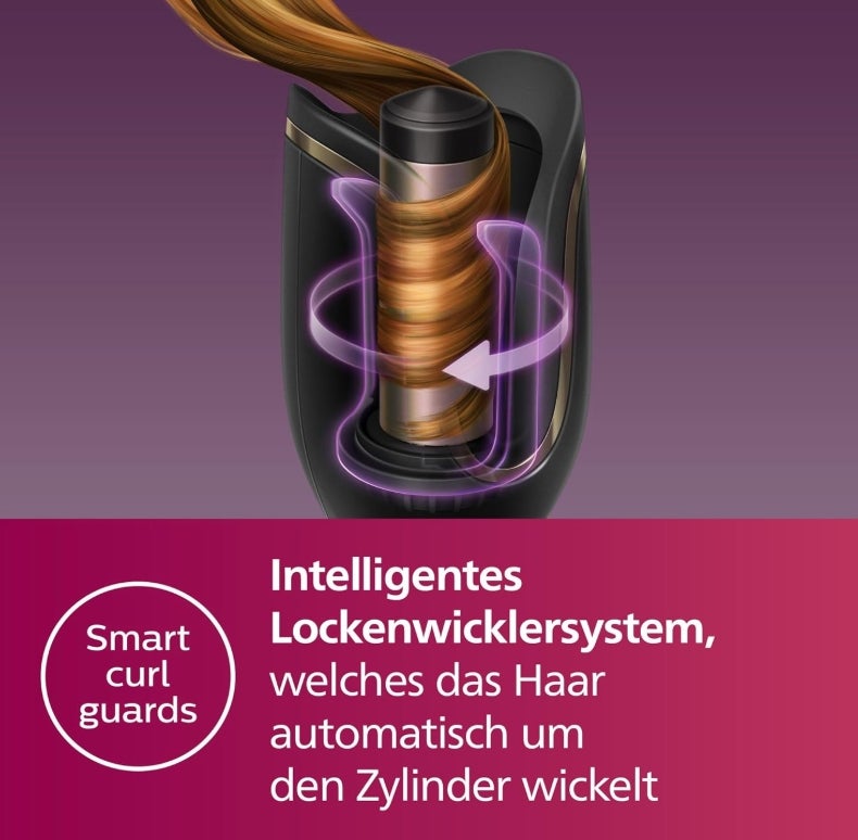 Philips automatischer Lockenstab 8000 Series, Lockenwickler/Curler, 27 verschiedene Stylingoptionen, Schwarz, Modell BHB876/00 