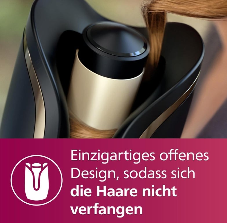 Philips automatischer Lockenstab 8000 Series, Lockenwickler/Curler, 27 verschiedene Stylingoptionen, Schwarz, Modell BHB876/00 