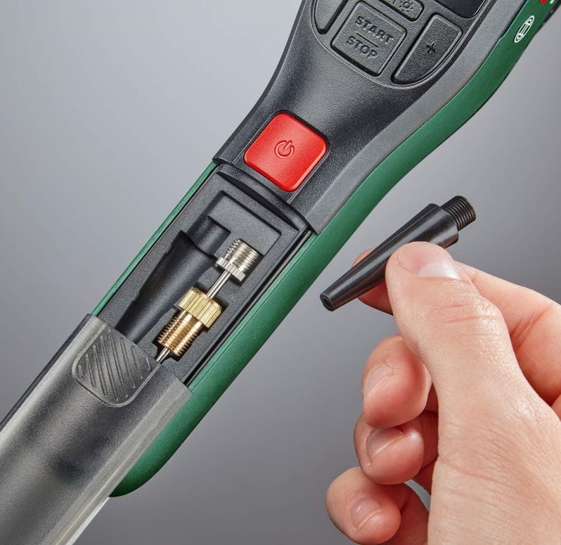 Bosch elektrische Fahrradpumpe/Luftpumpe/Mini Kompressor EasyPump (3,0 Ah Akku, 3,6 Volt, Autostop-Funktion, 150 PSI, 10,3 bar, LED, über USB-C® wiederaufladbar, im Karton) 