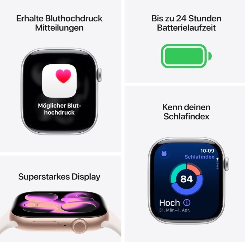 Apple Watch Series 11 GPS 42 mm Smartwatch mit Aluminiumgehäuse in Space Grau und Sportarmband in Schwarz (M/L). Schlafindex, Fitnesstracker, Gesundheitstracking, Always-On Display, Wasserschutz 