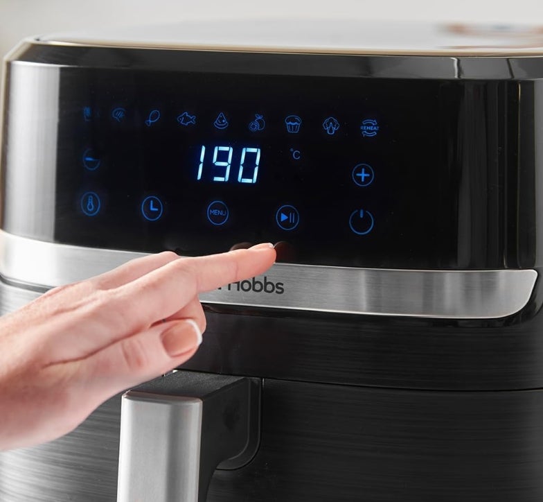 Russell Hobbs Heißluftfritteuse XXL 8,3L Rapid AirFryer [kompaktes Gehäuse, sehr leise, Pizza Ø 26cm] SatisFry (9 Programme, spülmaschinenfest, Fritteuse ohne Öl, TouchScreen,Grillen,Backen) 27632-56 