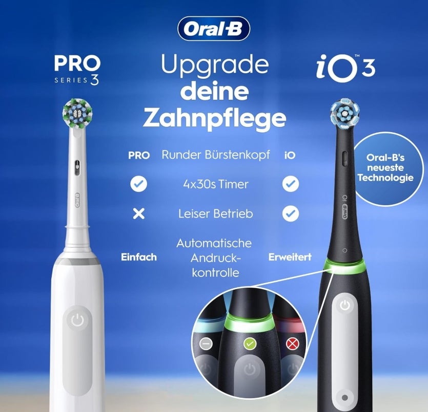 Oral-B Pro Series 3 Elektrische Zahnbürste — Electric Toothbrush, Inkl. 3 Aufsteckbürsten — 3 Putzmodi, Zahnbürste Elektrisch, Designed by Braun, Schwarz 
