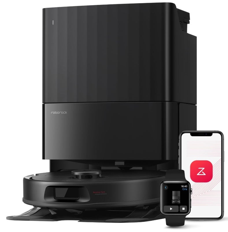 Roborock Qrevo Serie Saugroboter mit Wischfunktion&Hebarem Wischmopp, 8000Pa Saugkraft(verbessert von Qrevo S), Anti-Verfilzungs-Seitenbürste, Hindernisvermeidung, All-in-One Dock, Schwarz(QV 35A) 