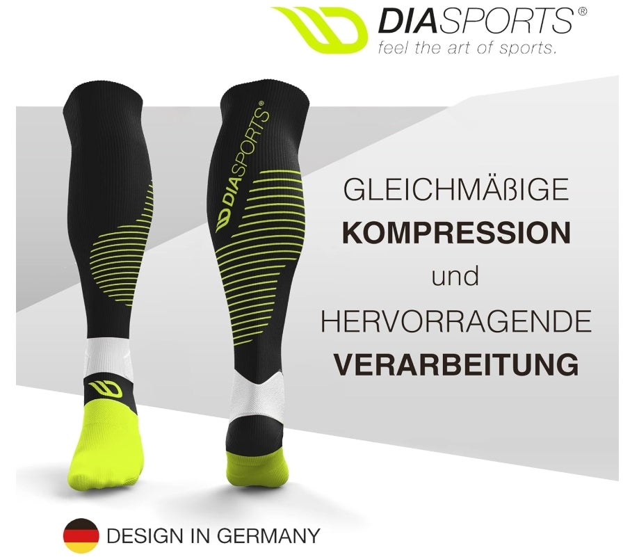 RUNSTARS Kompressionssocken für Sport, Laufen, Marathon und Triathlon I Premium Laufsocken mit gleichmäßiger Kompression und verstärkter Ferse I Kompressionsstrümpfe Herren & Damen 