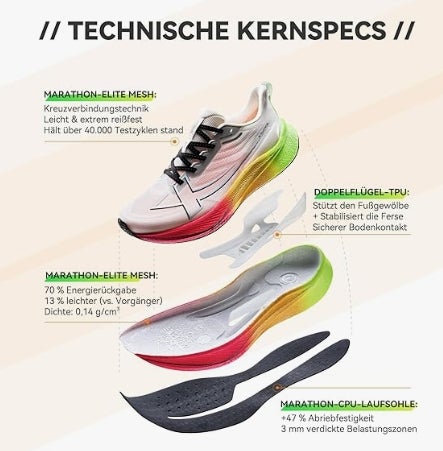 XTEP Professionelle 2000km Herren-Laufschuhe für Prüfungstraining,Hohe Dämpfung Starke Rückstoßfähigkeit Sneaker, rutschfeste und strapazierfähige Sportschuhe, ideal für Langstreckenläufe ab 10 km 