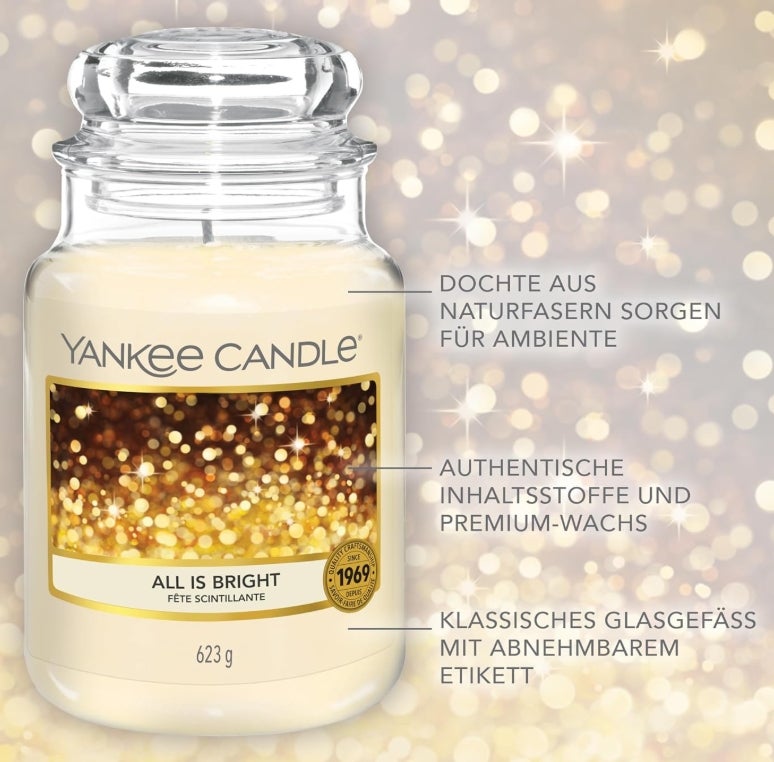 Yankee Candle Duftkerze im Glas (groß), All is Bright - Amazon-Bestseller!