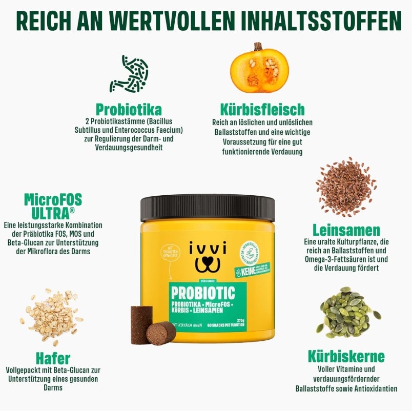 ivvi PROBIOTIC Hunde Probiotika als Leckerli - jetzt auf Amazon!