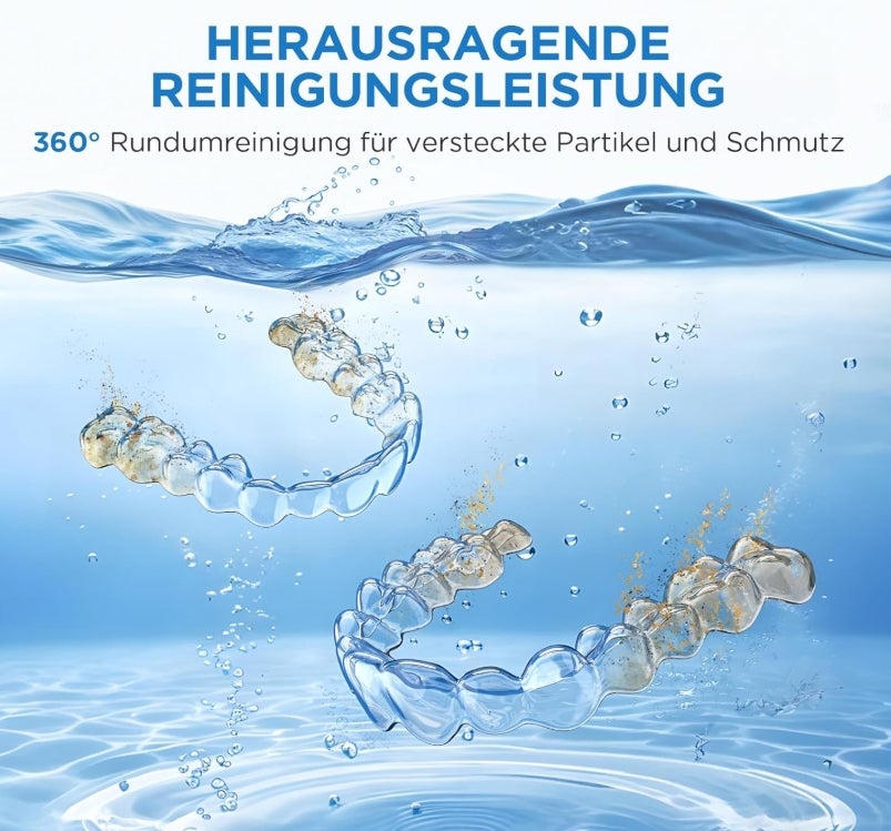 Ultraschallreinigungsgerät 45000Hz UV Ultraschallreiniger 200ML Dental Pod - Ultrasonic Cleaner für Zahnersatz, Retainer, Aligner Zahnschiene, Prothesen, Schmuck mit digitalem Timer 