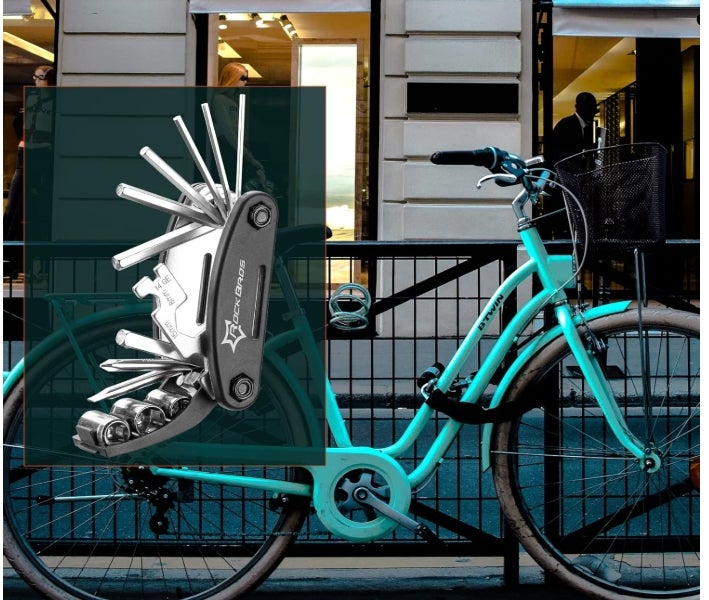 ROCKBROS Fahrrad Multitool 16-in-1 – Faltbares Fahrrad Reparaturset aus Stahl, Kompakt & Leicht, Schwarz, 1 Set 