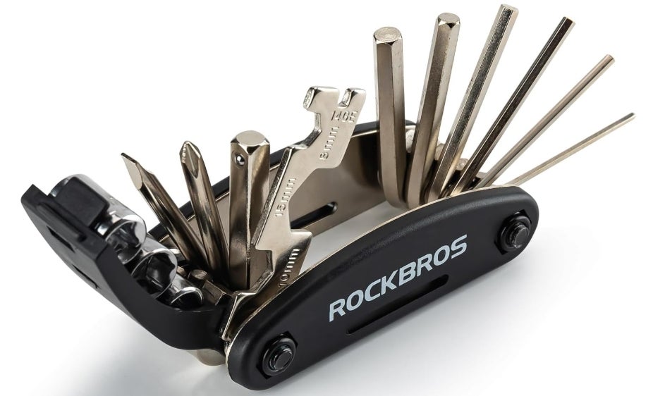 ROCKBROS Fahrrad Multitool 16-in-1 – Faltbares Fahrrad Reparaturset aus Stahl, Kompakt & Leicht, Schwarz, 1 Set 
